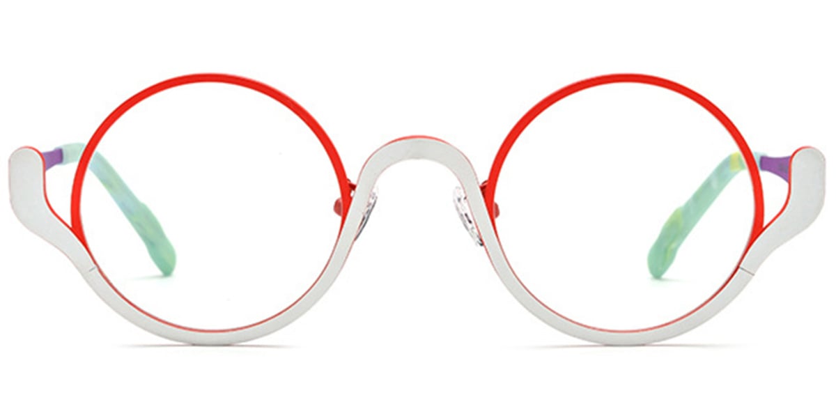 Titanium Round Reading Glasses pattern-white