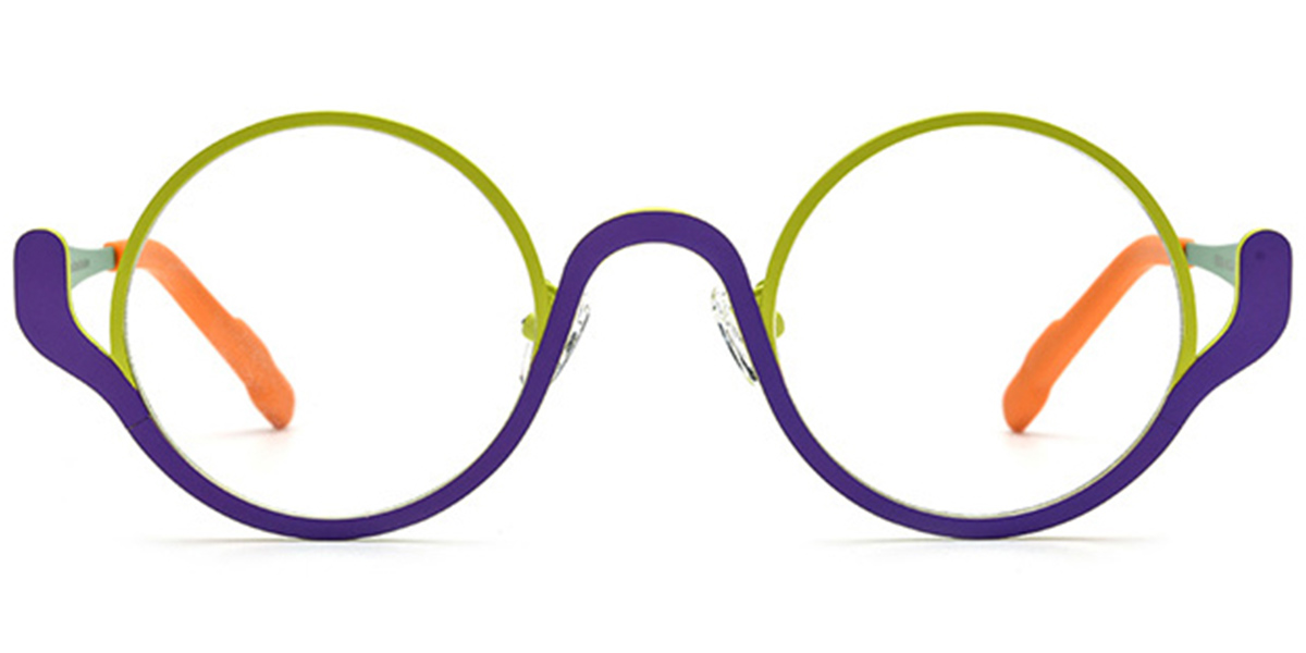 Titanium Round Reading Glasses pattern-purple