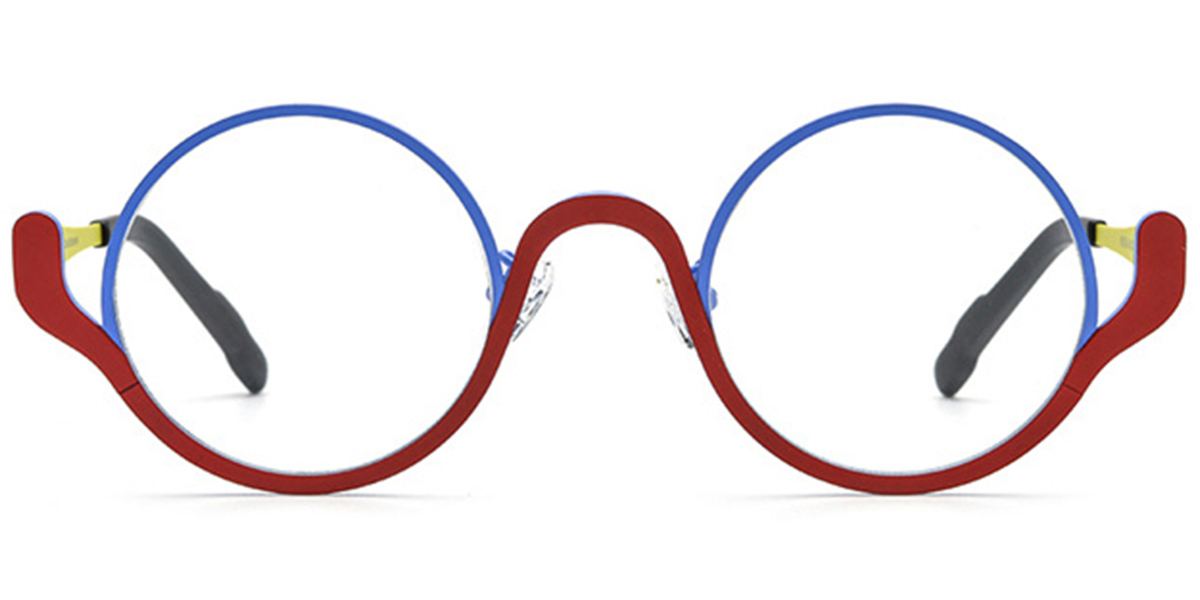 Titanium Round Reading Glasses pattern-red