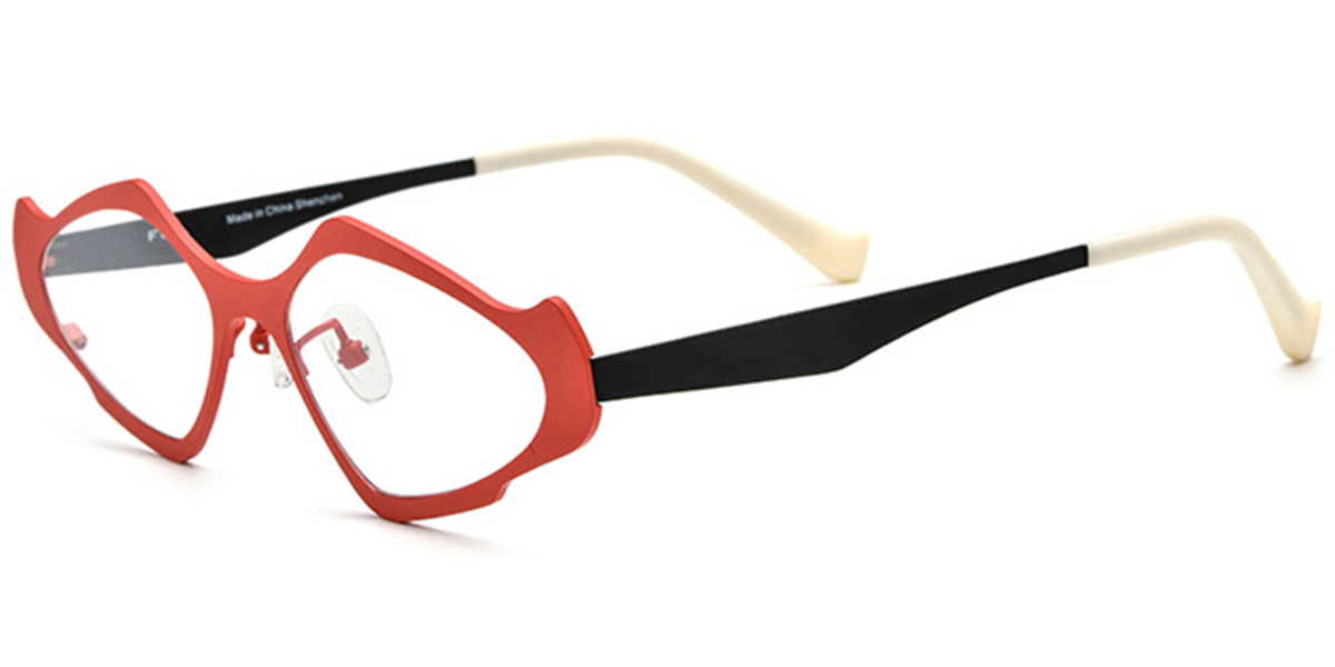 Titanium Geometric Reading Glasses red