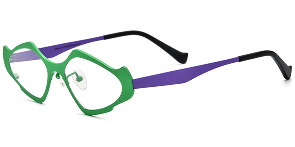 Titanium Geometric Reading Glasses green