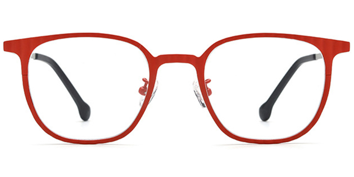 Titanium Square Reading Glasses red