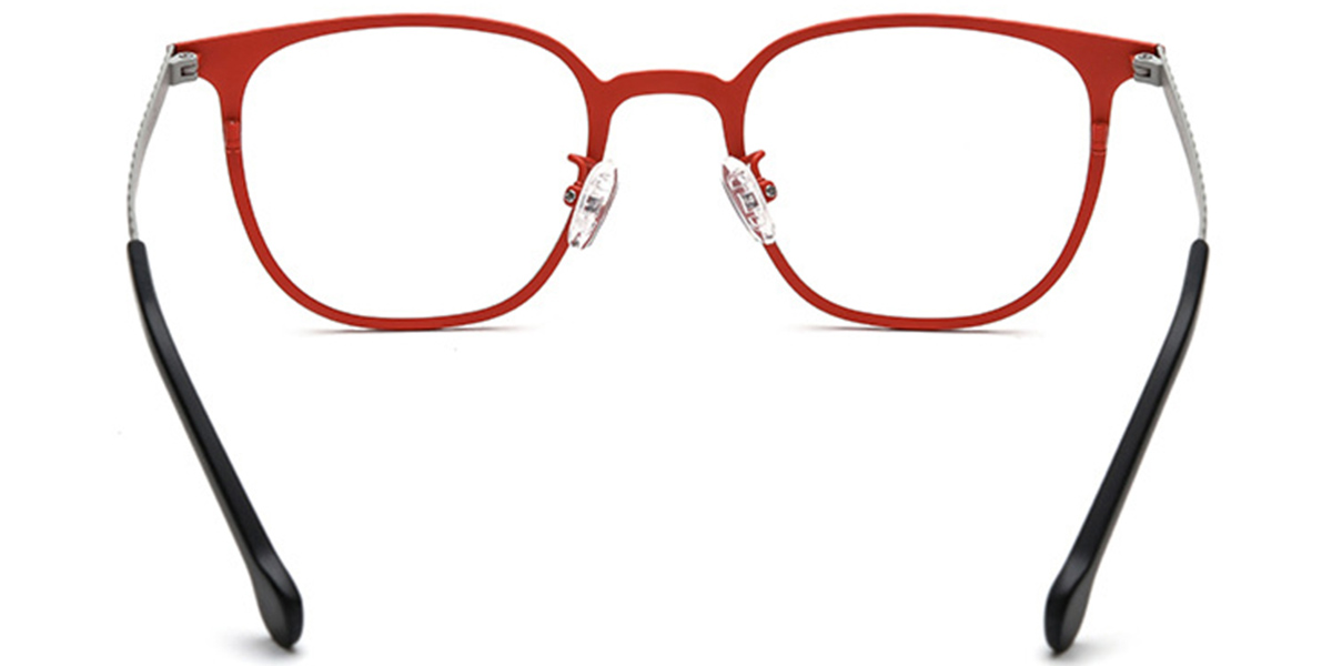 Titanium Square Reading Glasses red