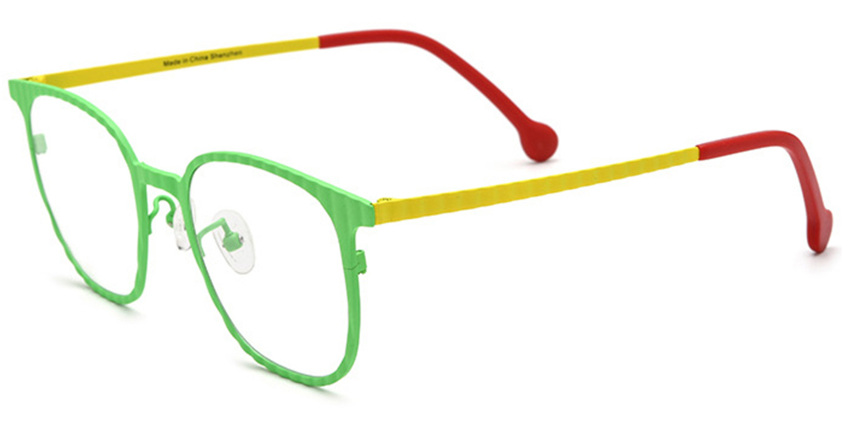 Titanium Square Reading Glasses green