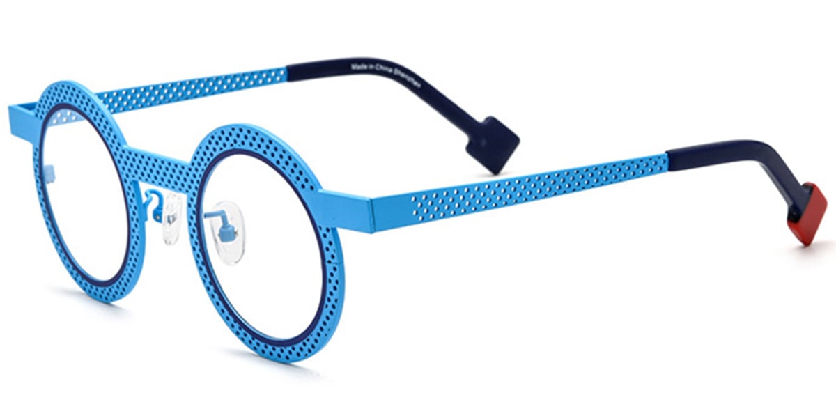 Titanium Round Reading Glasses blue