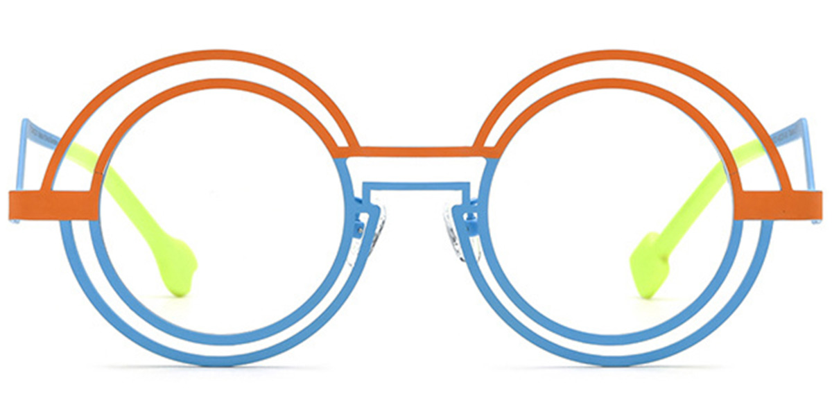 Titanium Round Reading Glasses pattern-orange