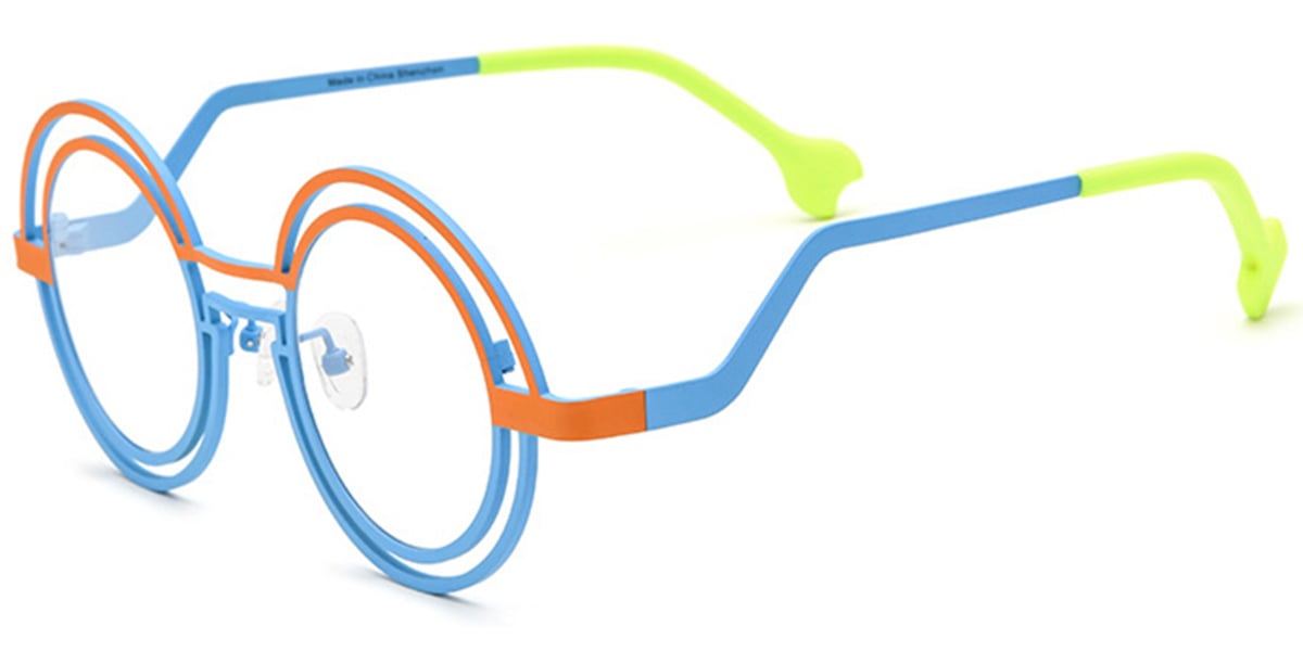 Titanium Round Reading Glasses pattern-orange