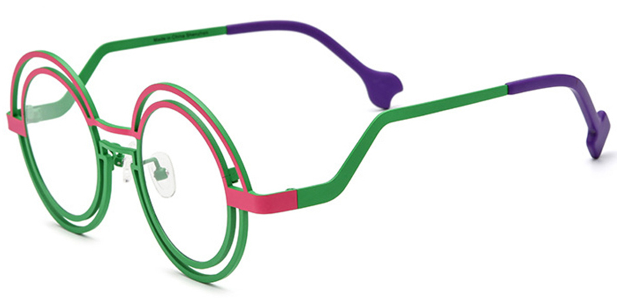 Titanium Round Reading Glasses pattern-pink