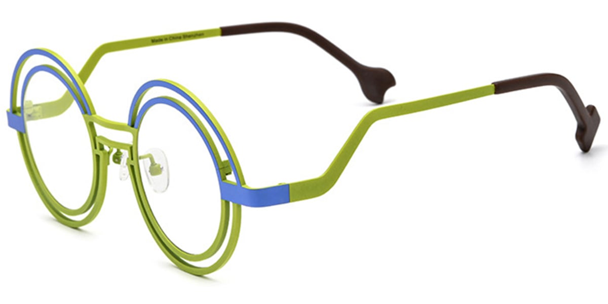 Titanium Round Reading Glasses pattern-blue