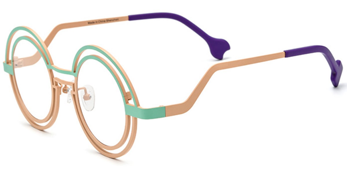 Titanium Round Reading Glasses pattern-green