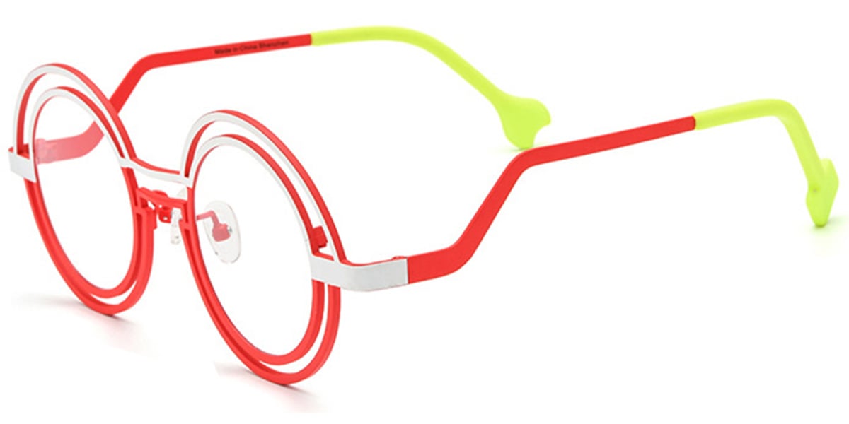 Titanium Round Reading Glasses pattern-white