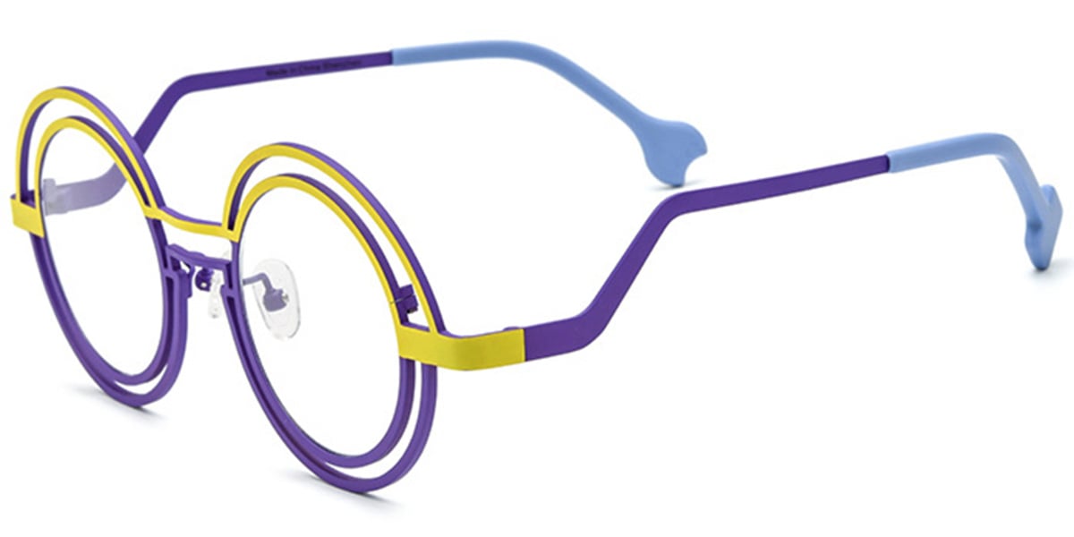 Titanium Round Reading Glasses pattern-yellow