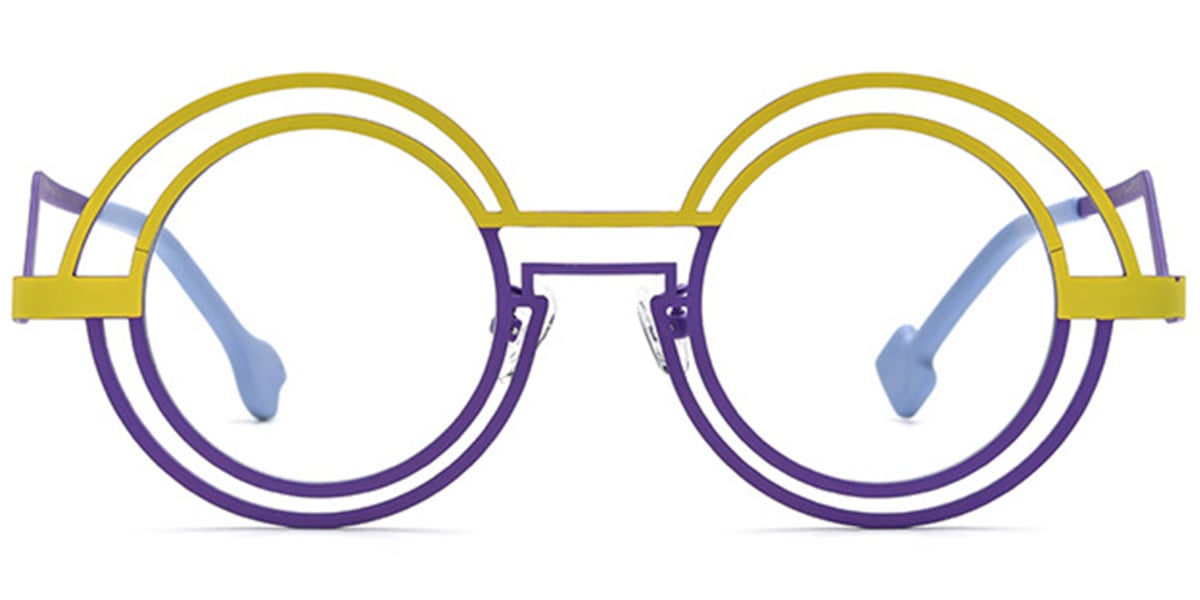 Titanium Round Reading Glasses pattern-yellow