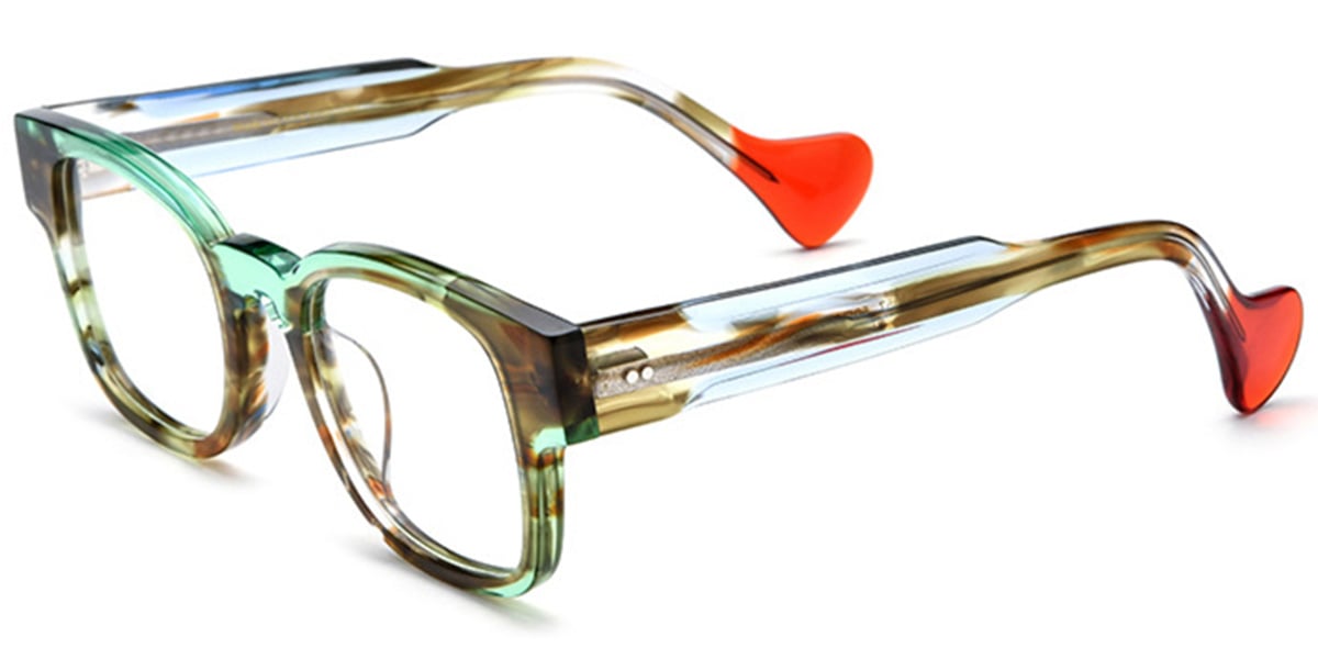 Acetate Square Reading Glasses pattern-green