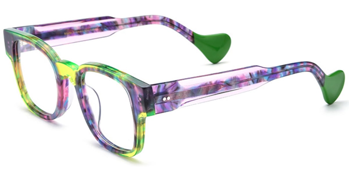 Acetate Square Reading Glasses pattern-purple