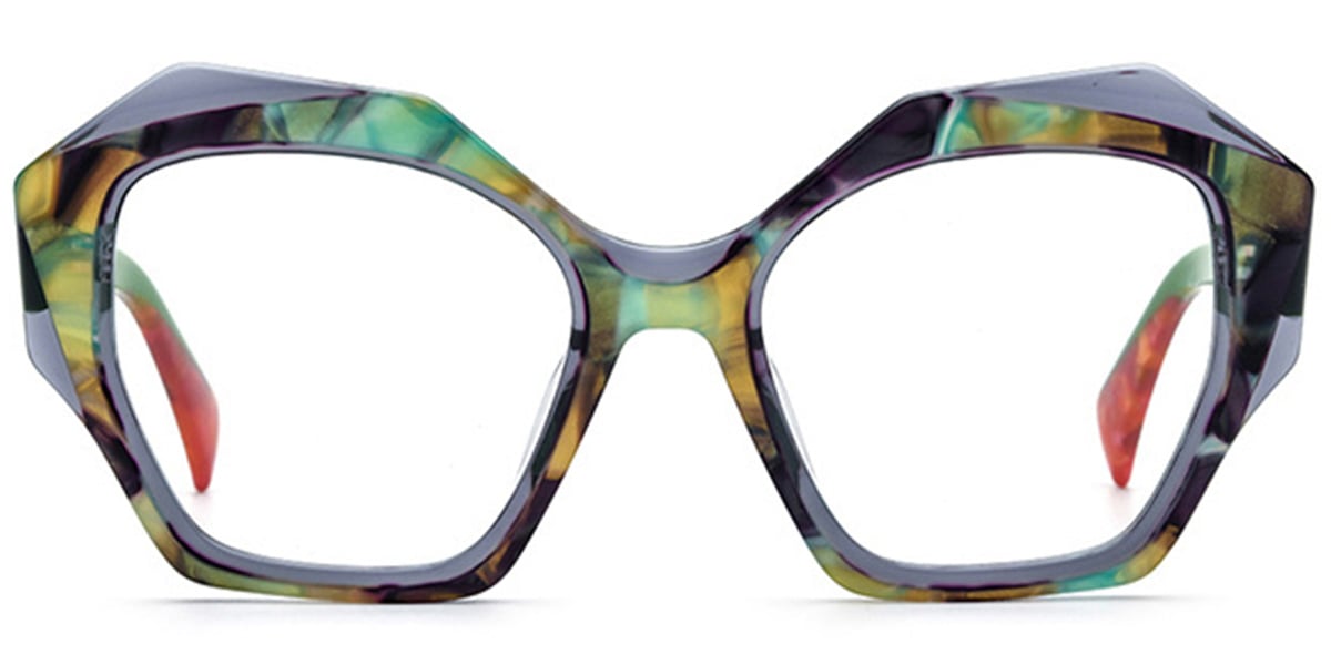 Acetate Square Reading Glasses pattern-yellow