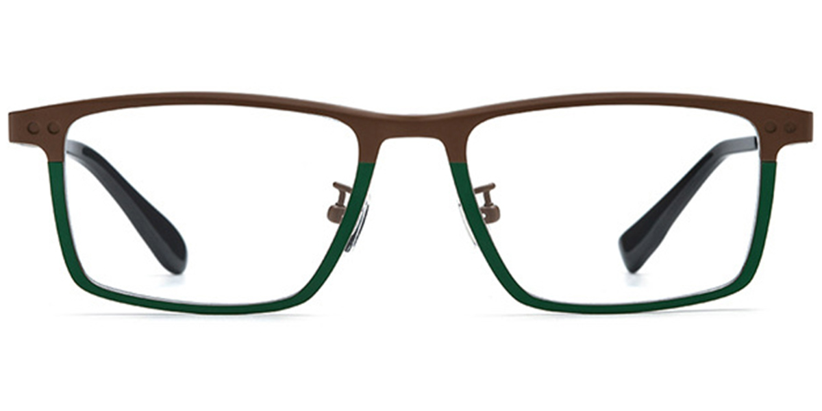 Titanium Rectangle Reading Glasses pattern-brown