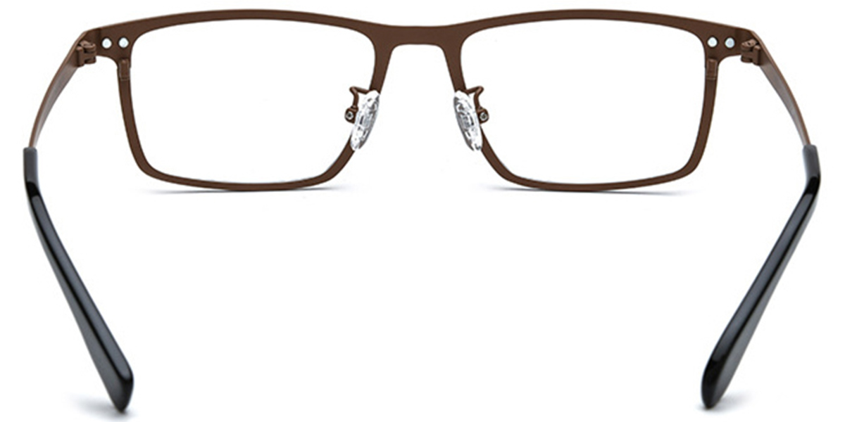 Titanium Rectangle Reading Glasses pattern-brown