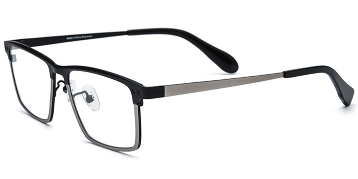 Titanium Rectangle Reading Glasses black-silver