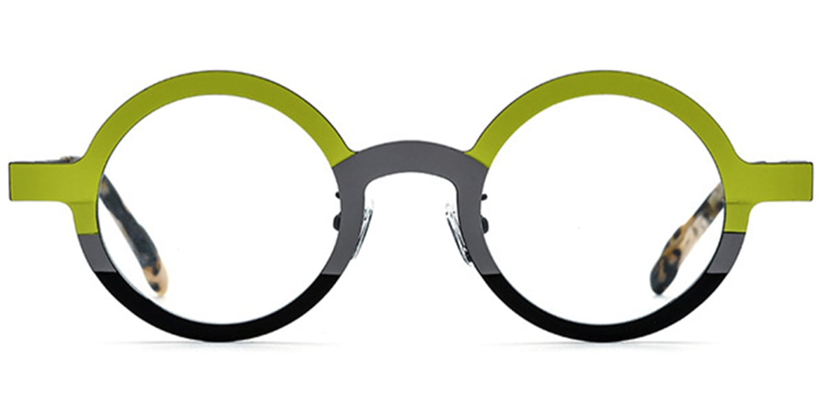 Titanium Round Reading Glasses pattern-green