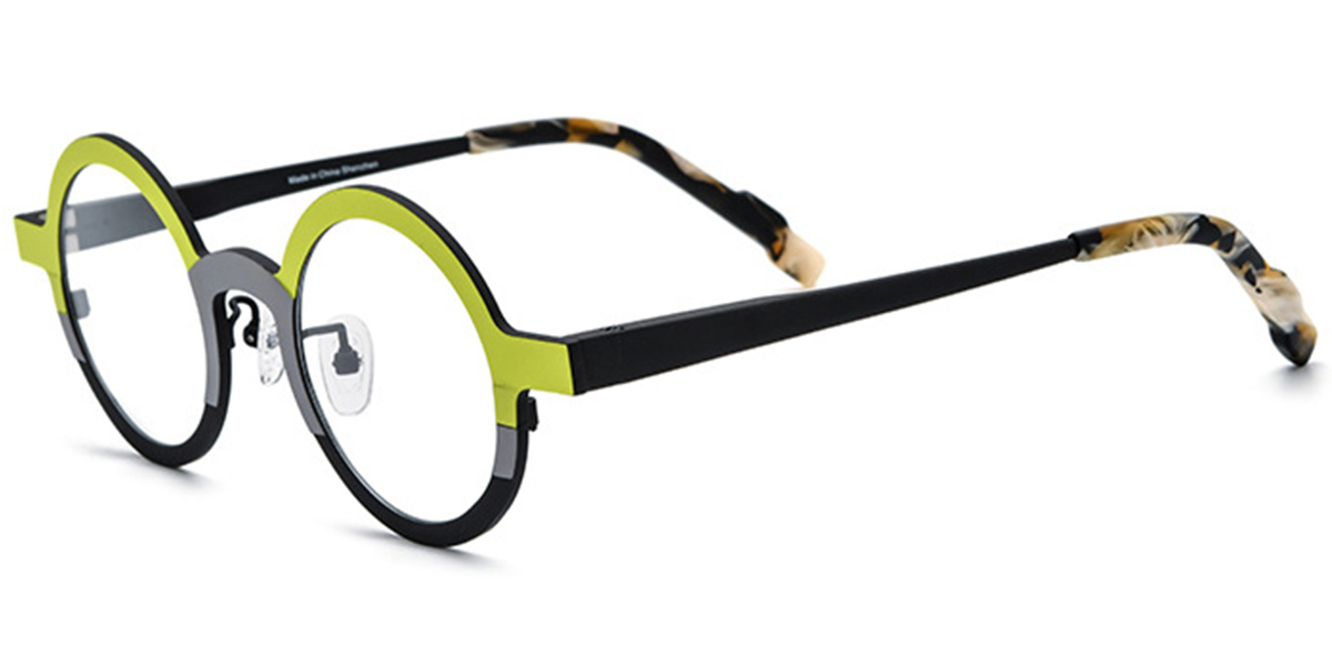 Titanium Round Reading Glasses pattern-green