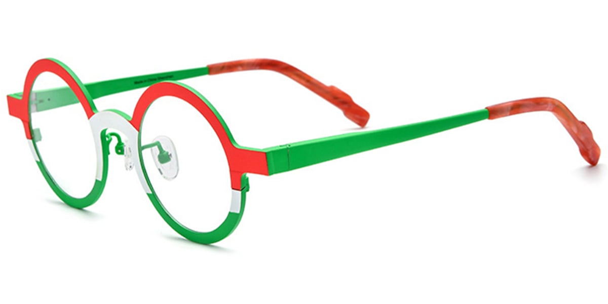 Titanium Round Reading Glasses pattern-red