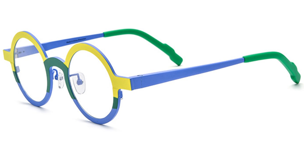 Titanium Round Reading Glasses pattern-yellow