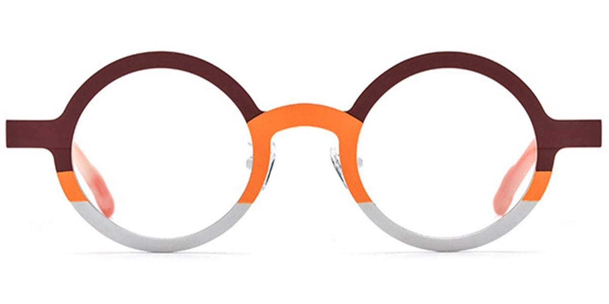 Titanium Round Reading Glasses pattern-brown