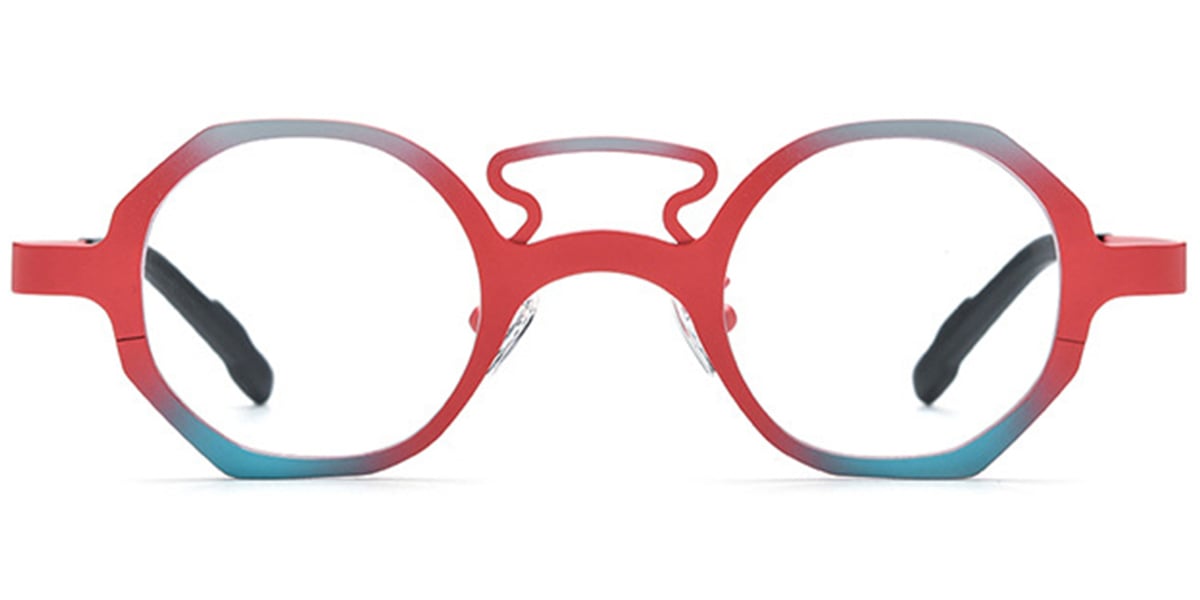 Titanium Geometric Reading Glasses pattern-red