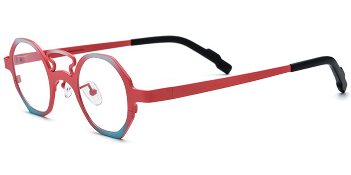 Titanium Geometric Reading Glasses pattern-red