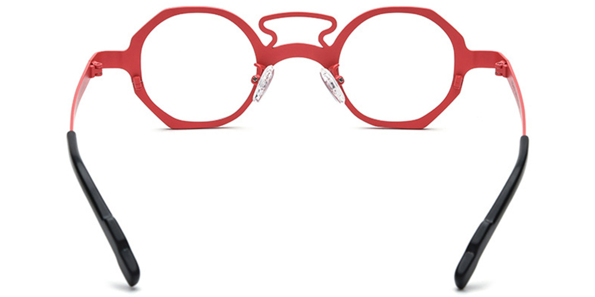 Titanium Geometric Reading Glasses pattern-red