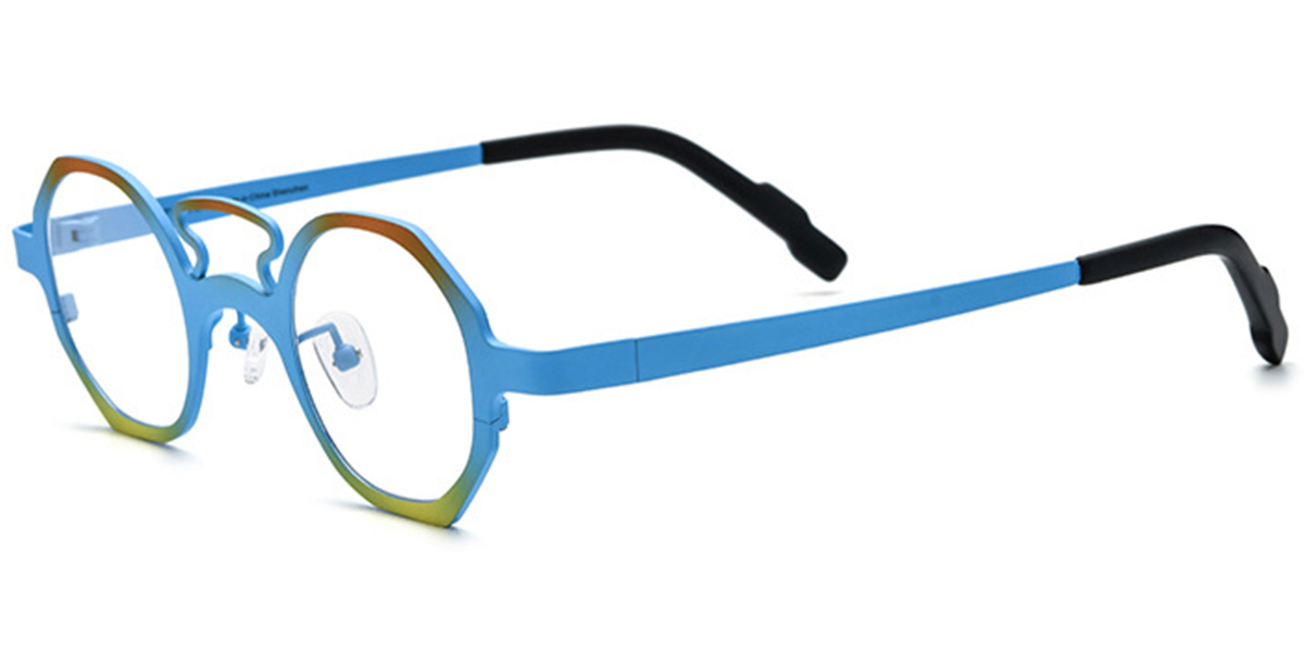 Titanium Geometric Reading Glasses pattern-blue