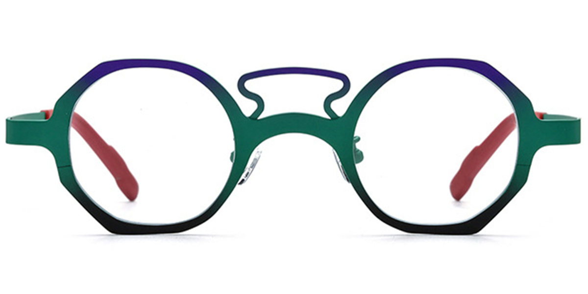 Titanium Geometric Reading Glasses pattern-green