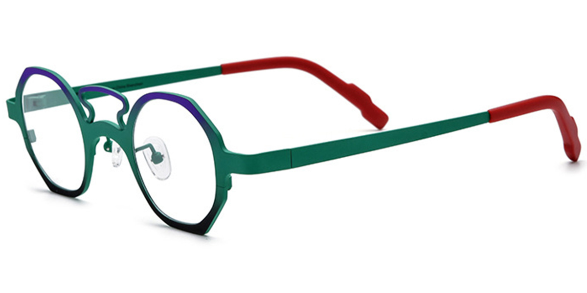 Titanium Geometric Reading Glasses pattern-green