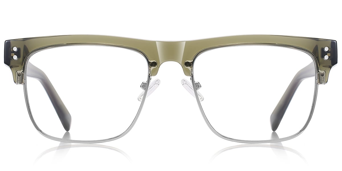 Square Browline Reading Glasses translucent-green