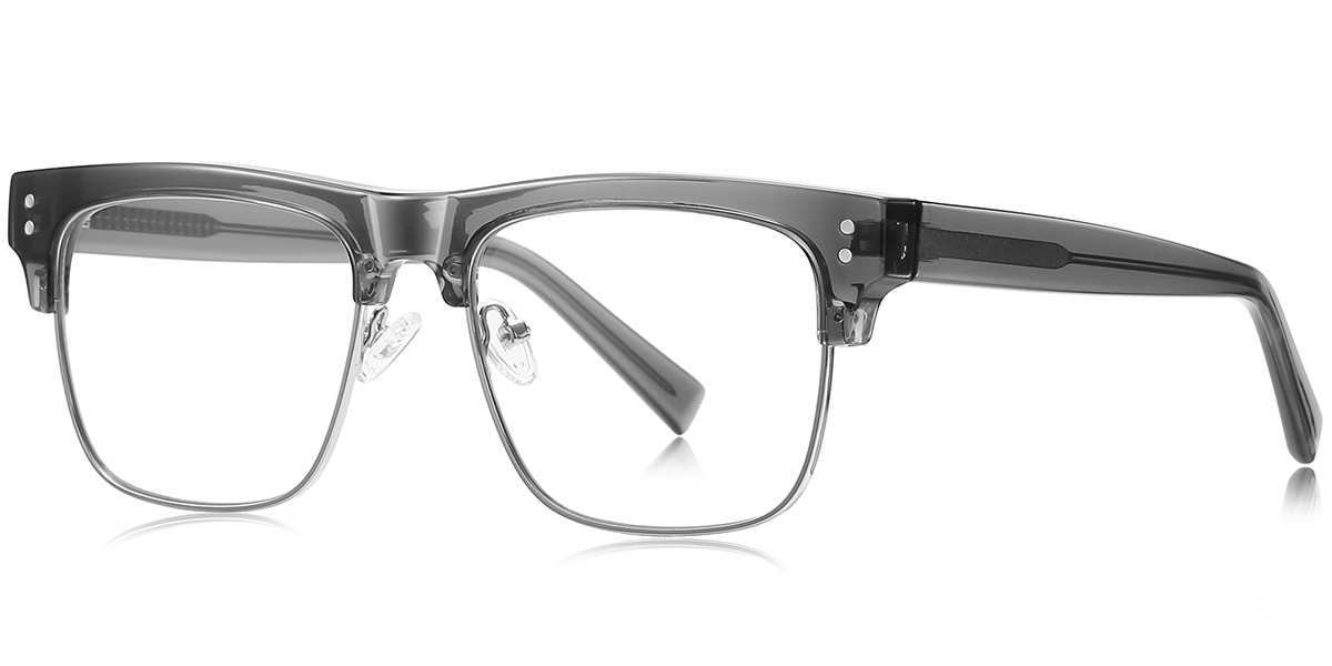 Square Browline Reading Glasses translucent-grey