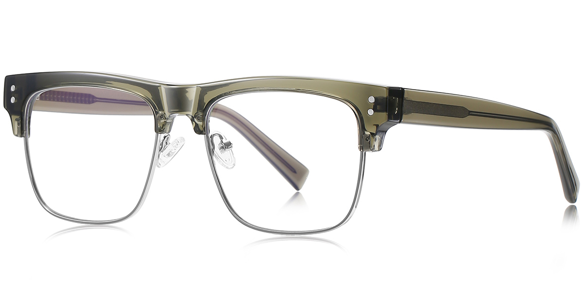 Square Browline Reading Glasses translucent-green