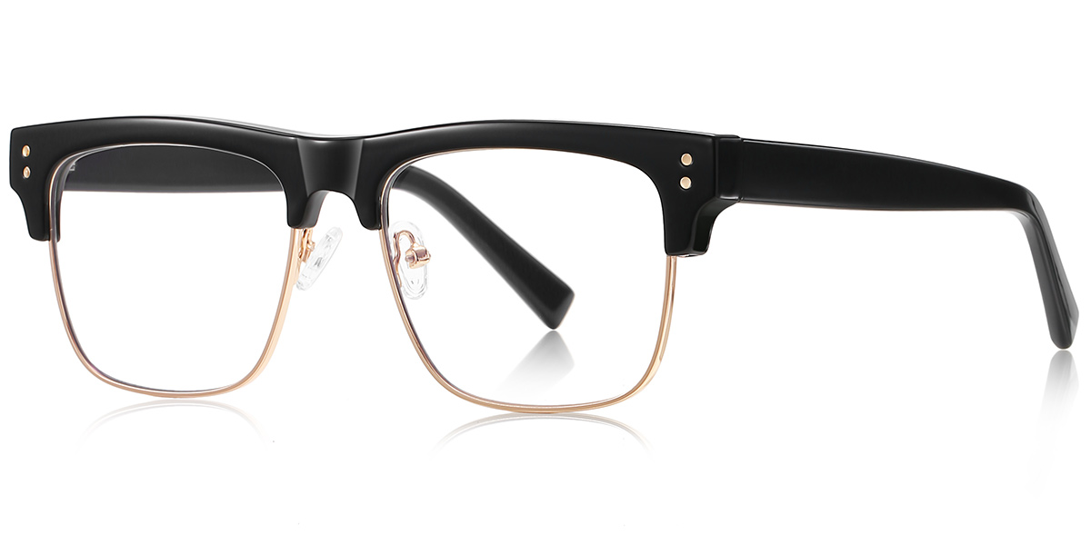 Square Browline Reading Glasses black-gold