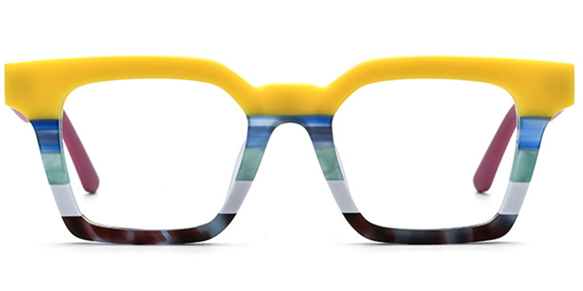 Acetate Square Reading Glasses pattern-yellow