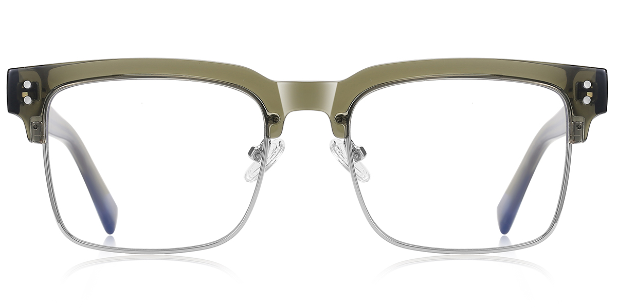 Square Browline Reading Glasses translucent-green