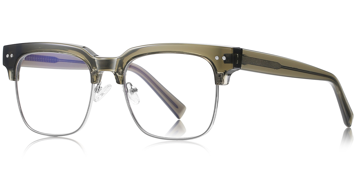 Square Browline Reading Glasses translucent-green