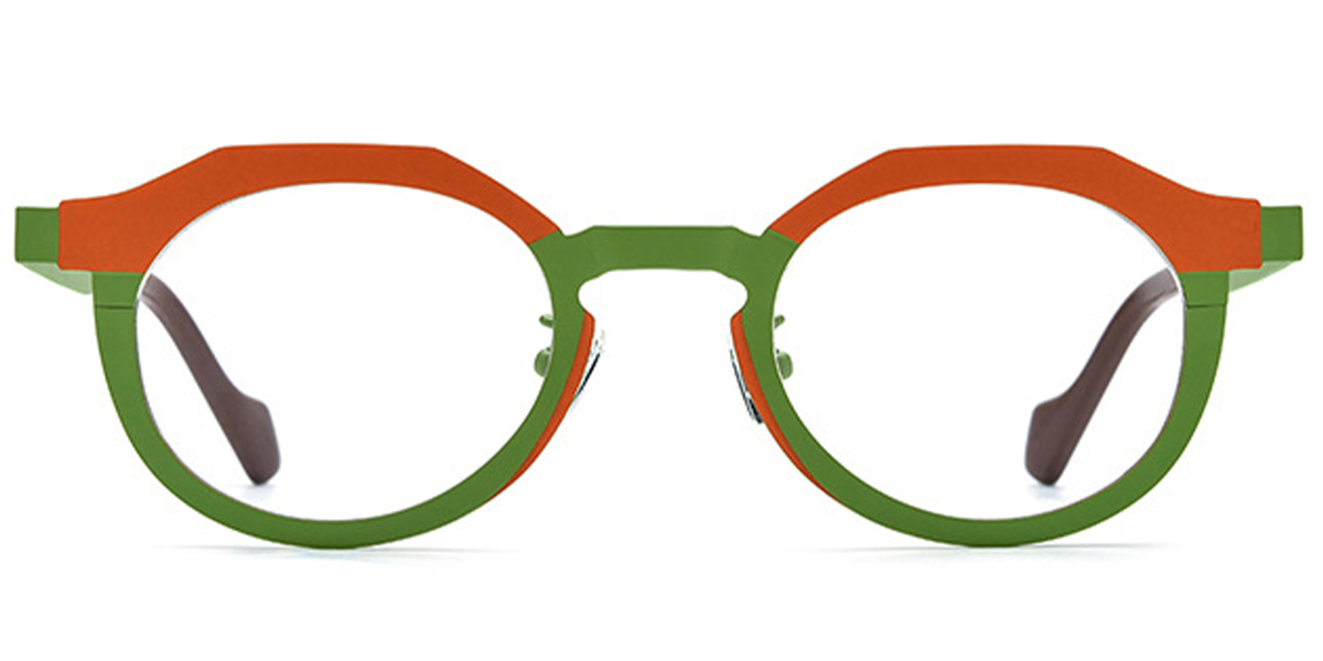 Titanium Oval Reading Glasses pattern-green