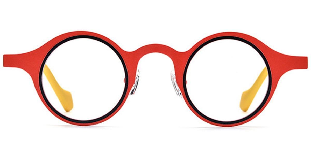 Titanium Round Reading Glasses pattern-red