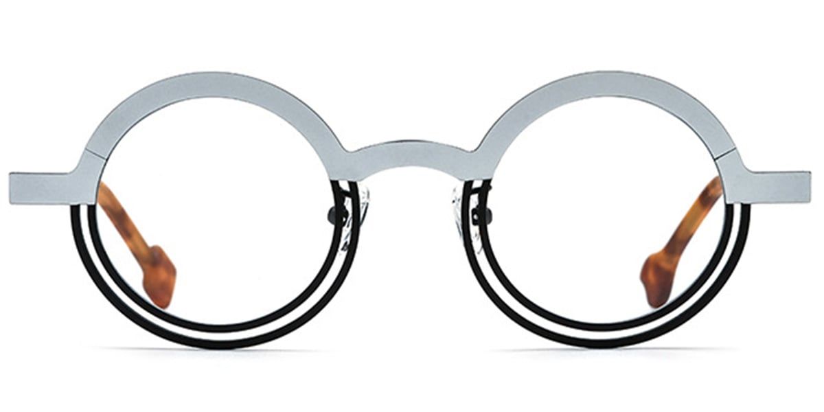 Titanium Round Reading Glasses pattern-white