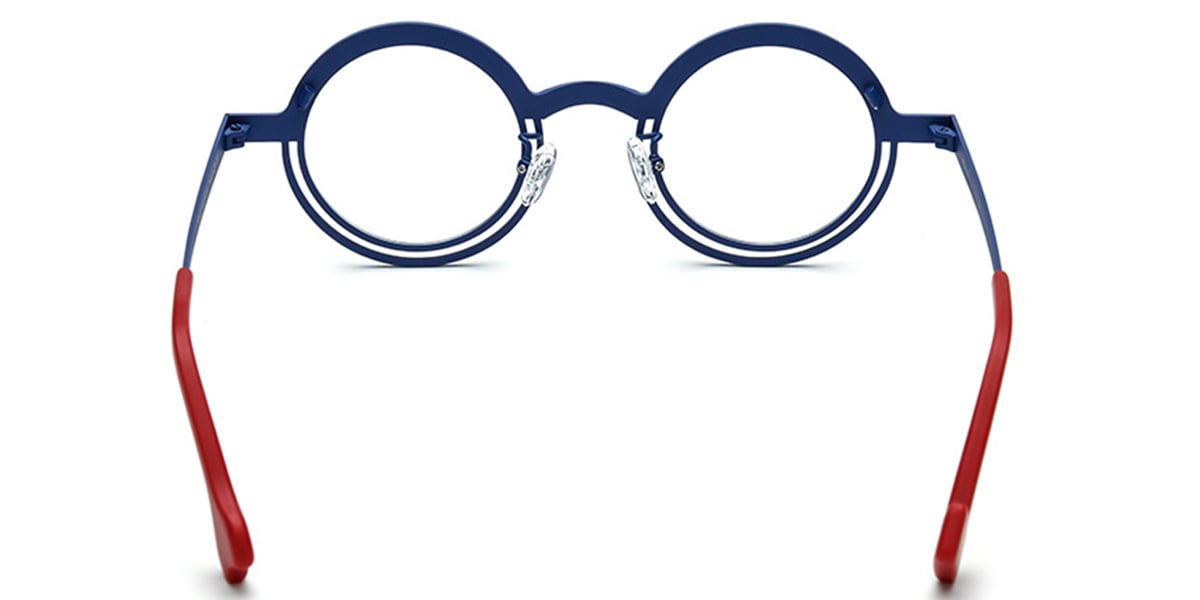 Titanium Round Reading Glasses pattern-blue