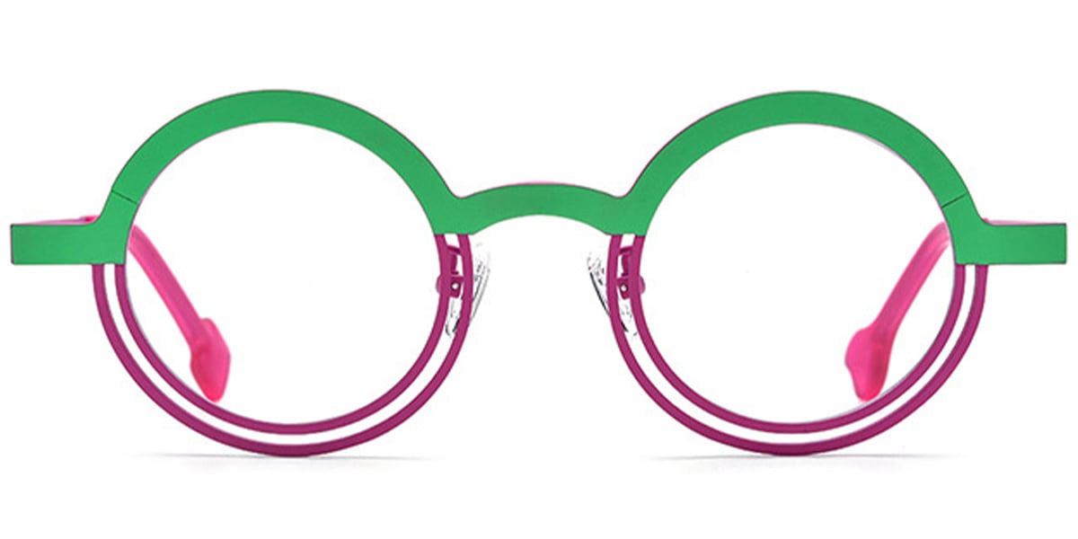 Titanium Round Reading Glasses pattern-green