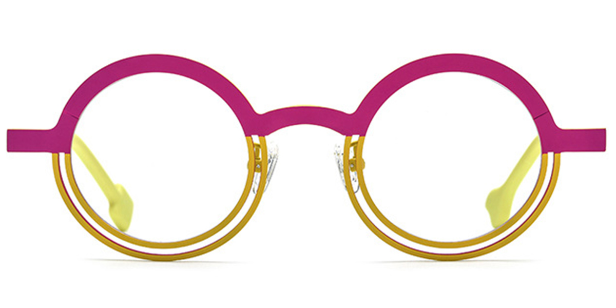 Titanium Round Reading Glasses pattern-pink