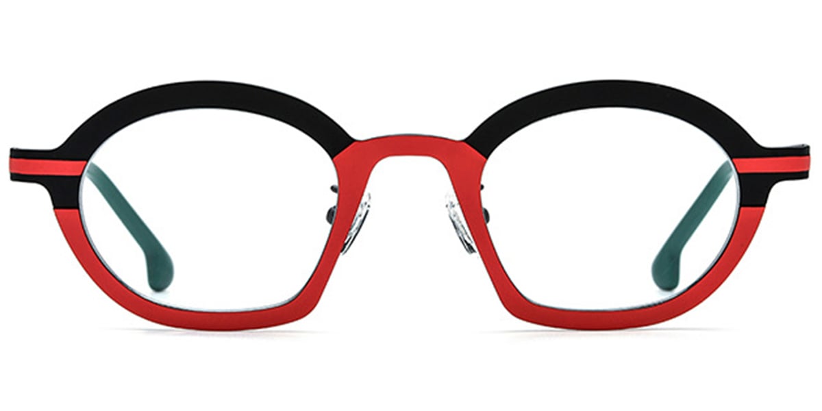 Titanium Geometric Reading Glasses pattern-red