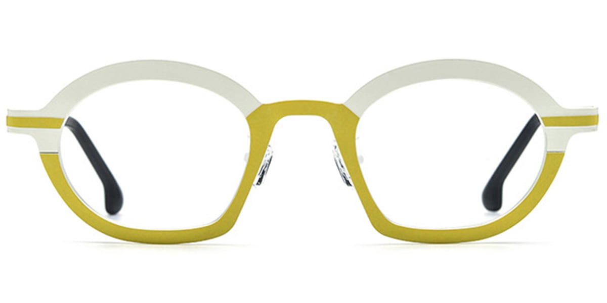 Titanium Geometric Reading Glasses pattern-yellow