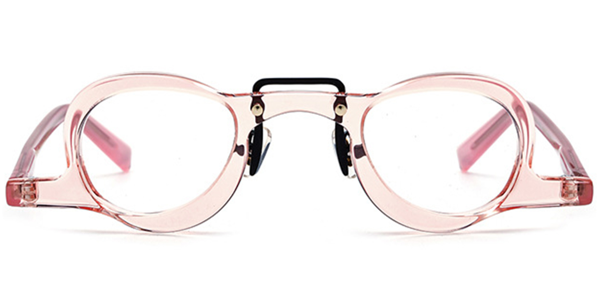 Acetate Geometric Reading Glasses translucent-pink